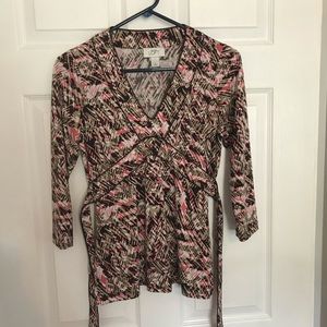 Loft Multicolored V Neck Blouse